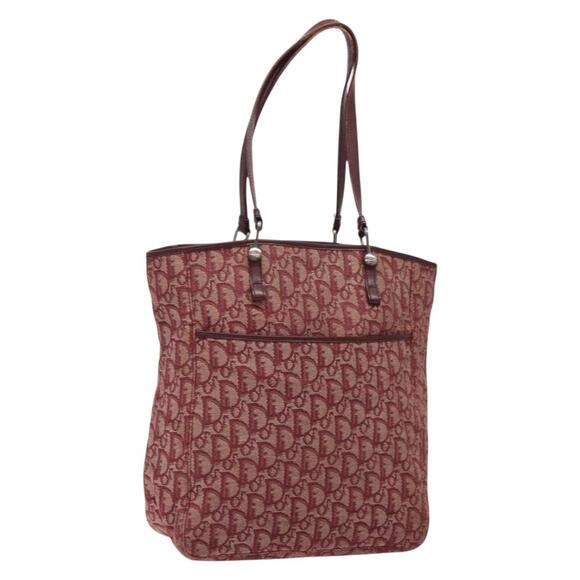 DIOR Trotter Canvas Tote Bag Red Silver - Picture 1 of 12